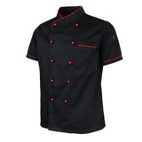 Maxbell Chef Jacket Uniform Short Sleeve Hotel Kitchen Chefwear Cook Coat 2XL Black - Aladdin Shoppers
