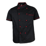 Maxbell Chef Jacket Uniform Short Sleeve Hotel Kitchen Chefwear Cook Coat 2XL Black - Aladdin Shoppers