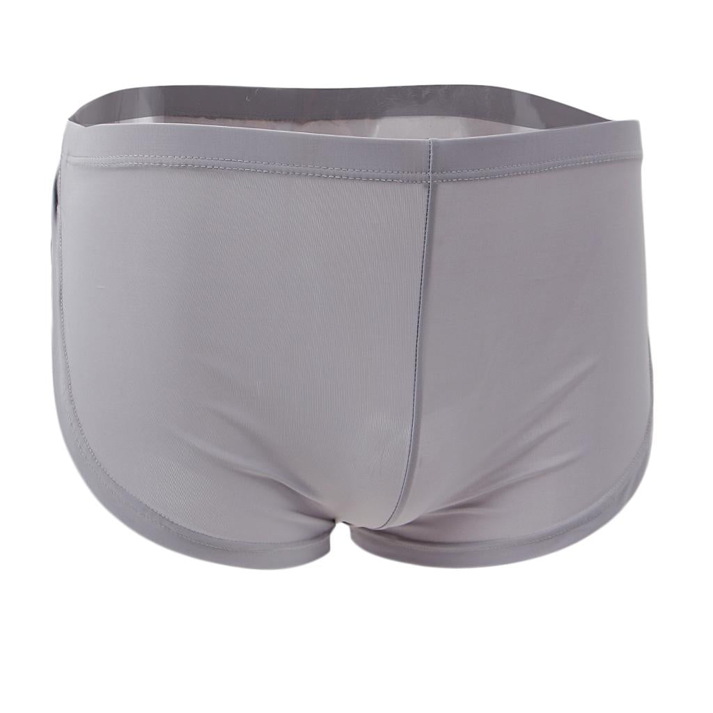 Maxbell Men's Side Split Solid Briefs Bulge Pouch Boxers Underwear Panties XL Gray