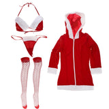 Maxbell 4 Pieces Sexy Womens Christmas Cosplay Costume Outfit Naughty Lingerie Set