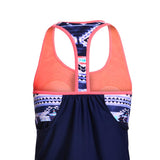 Maxbell Women Modest Tank Top Swimwear Floral T Back Vest Tankini Tops 2XL Navy blue