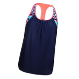 Maxbell Women Modest Tank Top Swimwear Floral T Back Vest Tankini Tops 2XL Navy blue