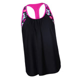 Maxbell Women Modest Tank Top Swimwear Floral T Back Vest Tankini Tops 3XL Black
