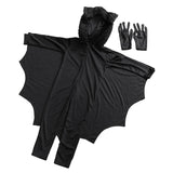 Maxbell Kids Bat Halloween Costume Spandex Hooded Jumpsuit with Wing Girls Boys S