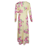 Maxbell Maxbell Women's Floral Maxi Dresses Long Sleeve V-Neck Sexy Beach Dress L Yellow
