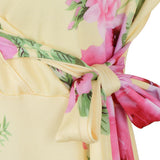 Maxbell Maxbell Women's Floral Maxi Dresses Long Sleeve V-Neck Sexy Beach Dress L Yellow