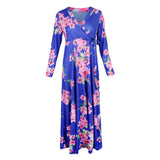 Maxbell Maxbell Women's Floral Maxi Dresses Long Sleeve V-Neck Sexy Beach Dress M Blue