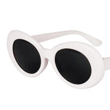Maxbell 5 Retro Clout Goggles Glasses White Oval Bold Mod Thick Frame Sunglasses