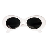 Maxbell 5 Retro Clout Goggles Glasses White Oval Bold Mod Thick Frame Sunglasses