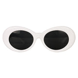 Maxbell 5 Retro Clout Goggles Glasses White Oval Bold Mod Thick Frame Sunglasses