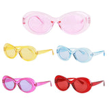 Maxbell 2 Retro Transparent Clout Goggles Oval Bold Mod Thick Framed Sunglasses