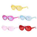 Maxbell 2 Retro Transparent Clout Goggles Oval Bold Mod Thick Framed Sunglasses
