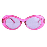Maxbell Retro Transparent Clout Goggles Oval Bold Mod Thick Framed Sunglasses Rose
