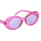 Maxbell Retro Transparent Clout Goggles Oval Bold Mod Thick Framed Sunglasses Rose