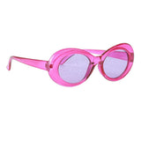 Maxbell Retro Transparent Clout Goggles Oval Bold Mod Thick Framed Sunglasses Rose