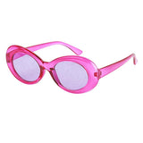 Maxbell Retro Transparent Clout Goggles Oval Bold Mod Thick Framed Sunglasses Rose