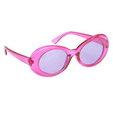 Maxbell Retro Transparent Clout Goggles Oval Bold Mod Thick Framed Sunglasses Rose
