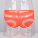 Maxbell Sexy Mens Striped Sheer Mesh Briefs Underwear Stretch Panties L Orange - Aladdin Shoppers