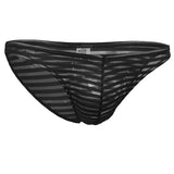 Maxbell Sexy Mens Striped Sheer Mesh Briefs Underwear Stretch Panties L Black - Aladdin Shoppers