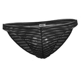 Maxbell Sexy Mens Striped Sheer Mesh Briefs Underwear Stretch Panties L Black - Aladdin Shoppers