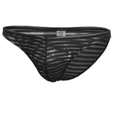 Maxbell Sexy Mens Striped Sheer Mesh Briefs Underwear Stretch Panties L Black - Aladdin Shoppers