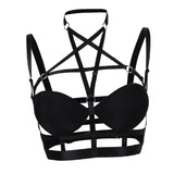 Maxbell Maxbell Sexy Hollow Strappy Cage Bra Body Harness Crop Top Goth Steampunk Costume 2
