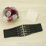 Maxbell Womens Steampunk Rivets Wide Band Corset Waistband Cincher Belt Hollow Black