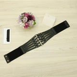 Maxbell Womens Steampunk Rivets Wide Band Corset Waistband Cincher Belt Hollow Black