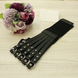 Maxbell Womens Steampunk Rivets Wide Band Corset Waistband Cincher Belt Hollow Black