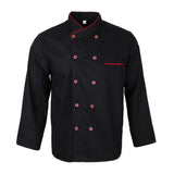 Unisex Chef Coat with Long Sleeve Restaurant Hotel Cook Uniforms Black 2XL