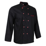 Unisex Chef Coat with Long Sleeve Restaurant Hotel Cook Uniforms Black 2XL