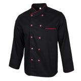 Unisex Chef Coat with Long Sleeve Restaurant Hotel Cook Uniforms Black 2XL