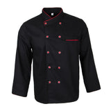 Unisex Chef Coat with Long Sleeve Restaurant Hotel Cook Uniforms Black 2XL