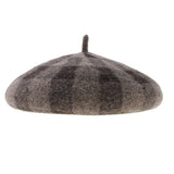 Maxbell Vintage Plaid Beret Hat Wool Felt Beanie Cap Autumn Women Artist Hat Camel