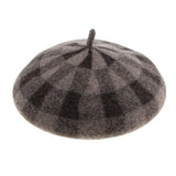 Maxbell Vintage Plaid Beret Hat Wool Felt Beanie Cap Autumn Women Artist Hat Camel
