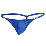 Maxbell Maxbell Sexy Men's Solid Key Chain Buckles Pouch Thong Brief T-back Underwear Blue