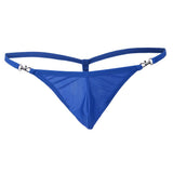 Maxbell Maxbell Sexy Men's Solid Key Chain Buckles Pouch Thong Brief T-back Underwear Blue