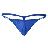 Maxbell Maxbell Sexy Men's Solid Key Chain Buckles Pouch Thong Brief T-back Underwear Blue