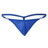 Maxbell Maxbell Sexy Men's Solid Key Chain Buckles Pouch Thong Brief T-back Underwear Blue