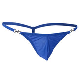 Maxbell Maxbell Sexy Men's Solid Key Chain Buckles Pouch Thong Brief T-back Underwear Blue
