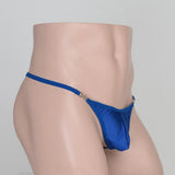 Maxbell Maxbell Sexy Men's Solid Key Chain Buckles Pouch Thong Brief T-back Underwear Blue