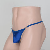 Maxbell Maxbell Sexy Men's Solid Key Chain Buckles Pouch Thong Brief T-back Underwear Blue