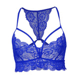 Maxbell Maxbell Sexy Floral Lace Bustier Crop Tops Unpadded Bra Bralette Cami Lingerie Blue