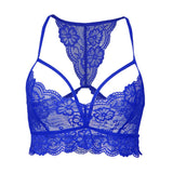 Maxbell Maxbell Sexy Floral Lace Bustier Crop Tops Unpadded Bra Bralette Cami Lingerie Blue