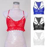 Maxbell Maxbell Sexy Floral Lace Bustier Crop Tops Unpadded Bra Bralette Cami Lingerie Blue