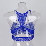 Maxbell Maxbell Sexy Floral Lace Bustier Crop Tops Unpadded Bra Bralette Cami Lingerie Blue