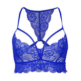 Maxbell Maxbell Sexy Floral Lace Bustier Crop Tops Unpadded Bra Bralette Cami Lingerie Blue