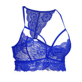 Maxbell Maxbell Sexy Floral Lace Bustier Crop Tops Unpadded Bra Bralette Cami Lingerie Blue