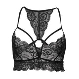 Maxbell Maxbell Sexy Floral Lace Bustier Crop Tops Unpadded Bra Bralette Cami Lingerie Black