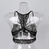 Maxbell Maxbell Sexy Floral Lace Bustier Crop Tops Unpadded Bra Bralette Cami Lingerie Black